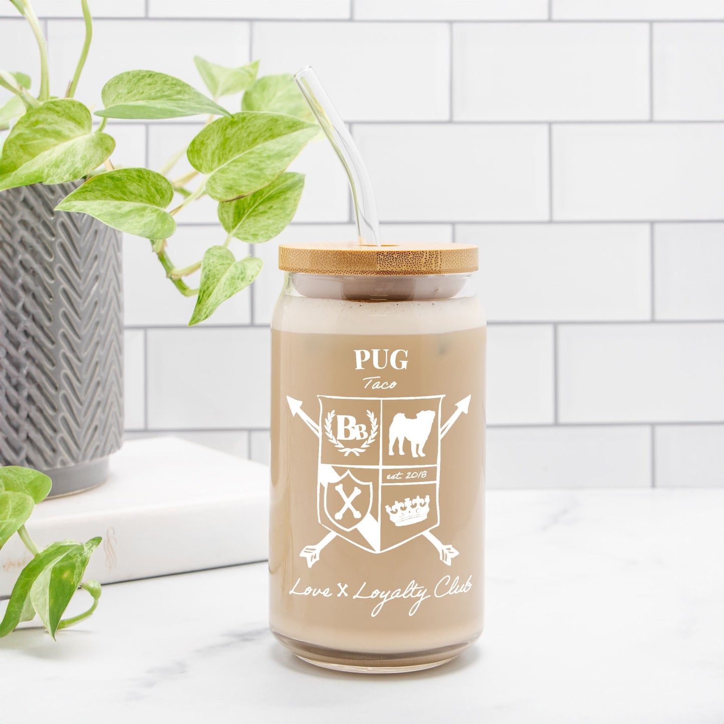 Pug Glass Can 16oz