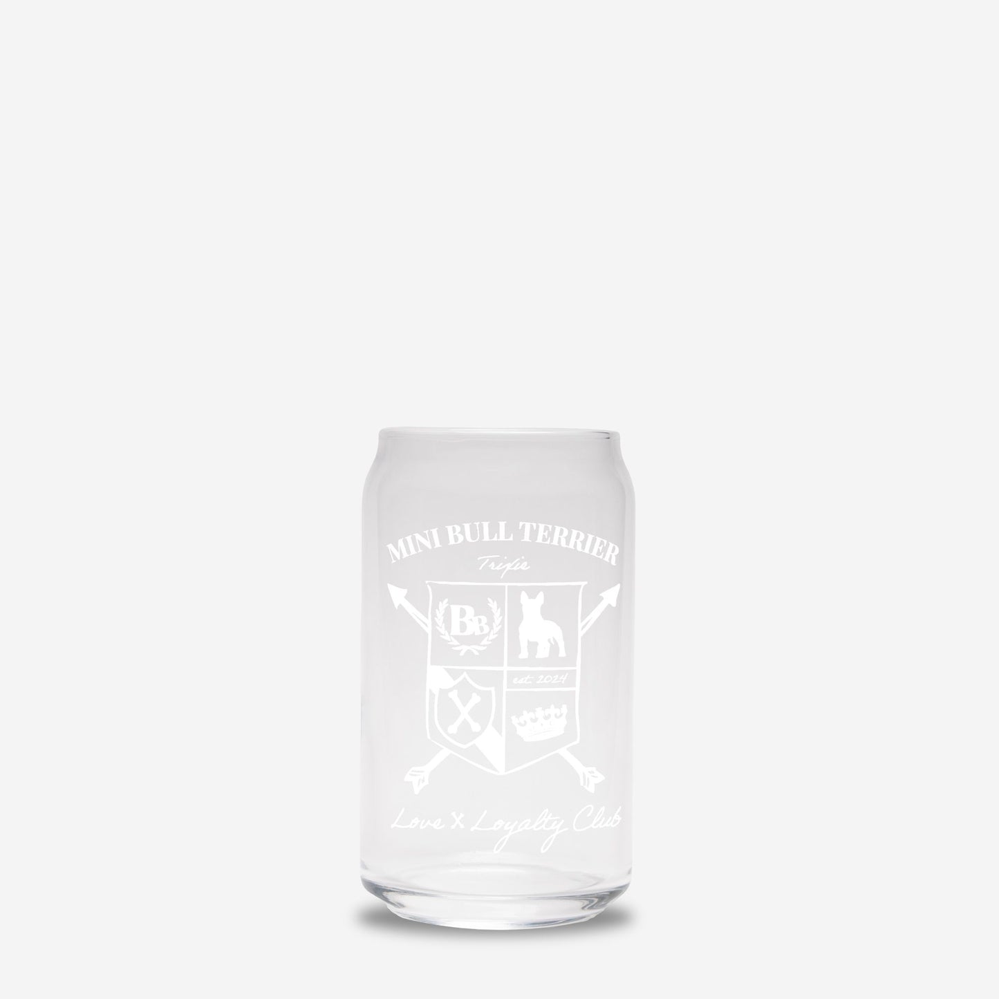 Mini Bull Terrier Glass Can 16oz