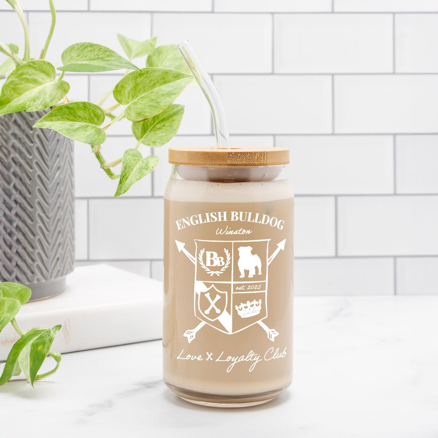 English Bulldog Glass Can 16oz