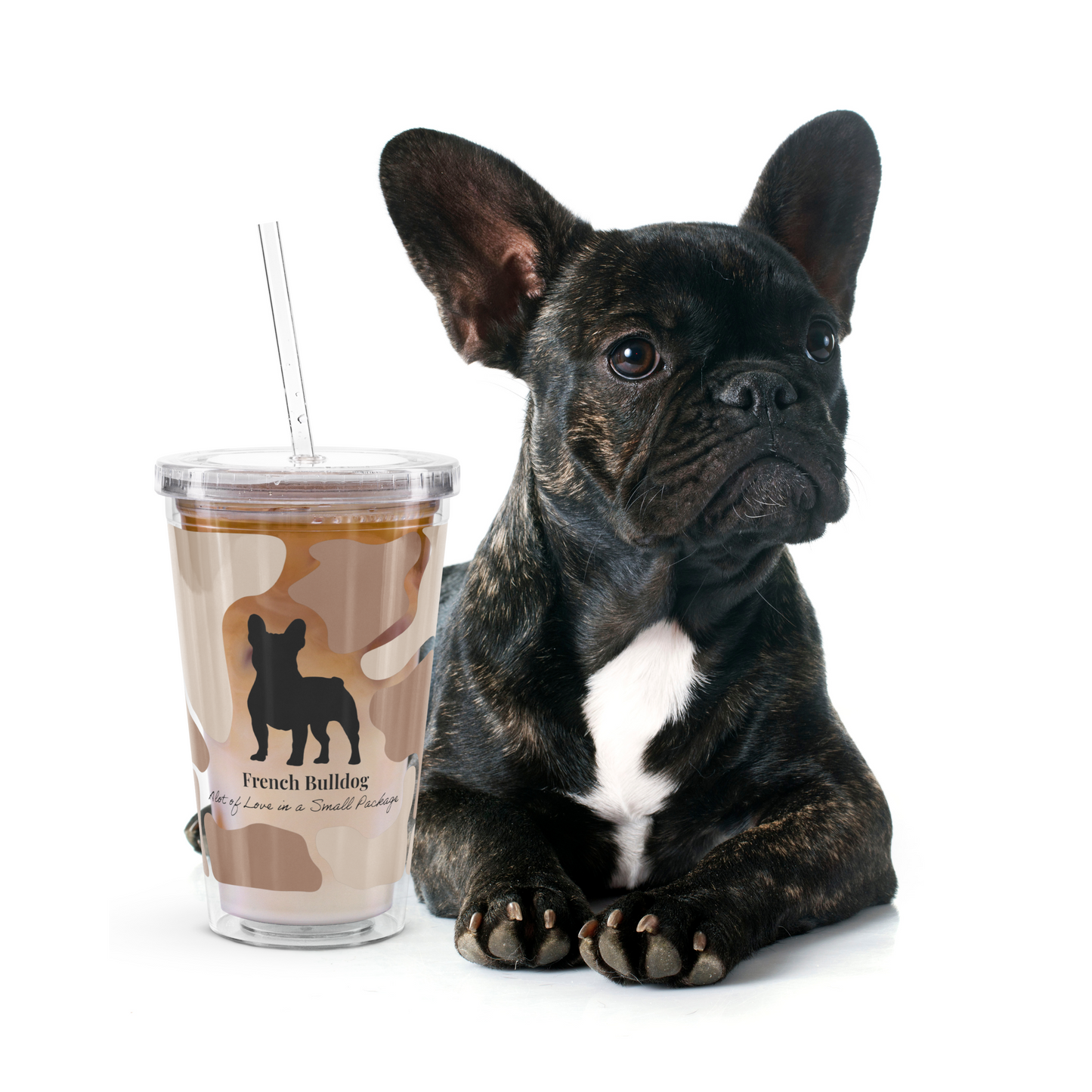 French Bulldog Caramel Camo Tumbler & Straw