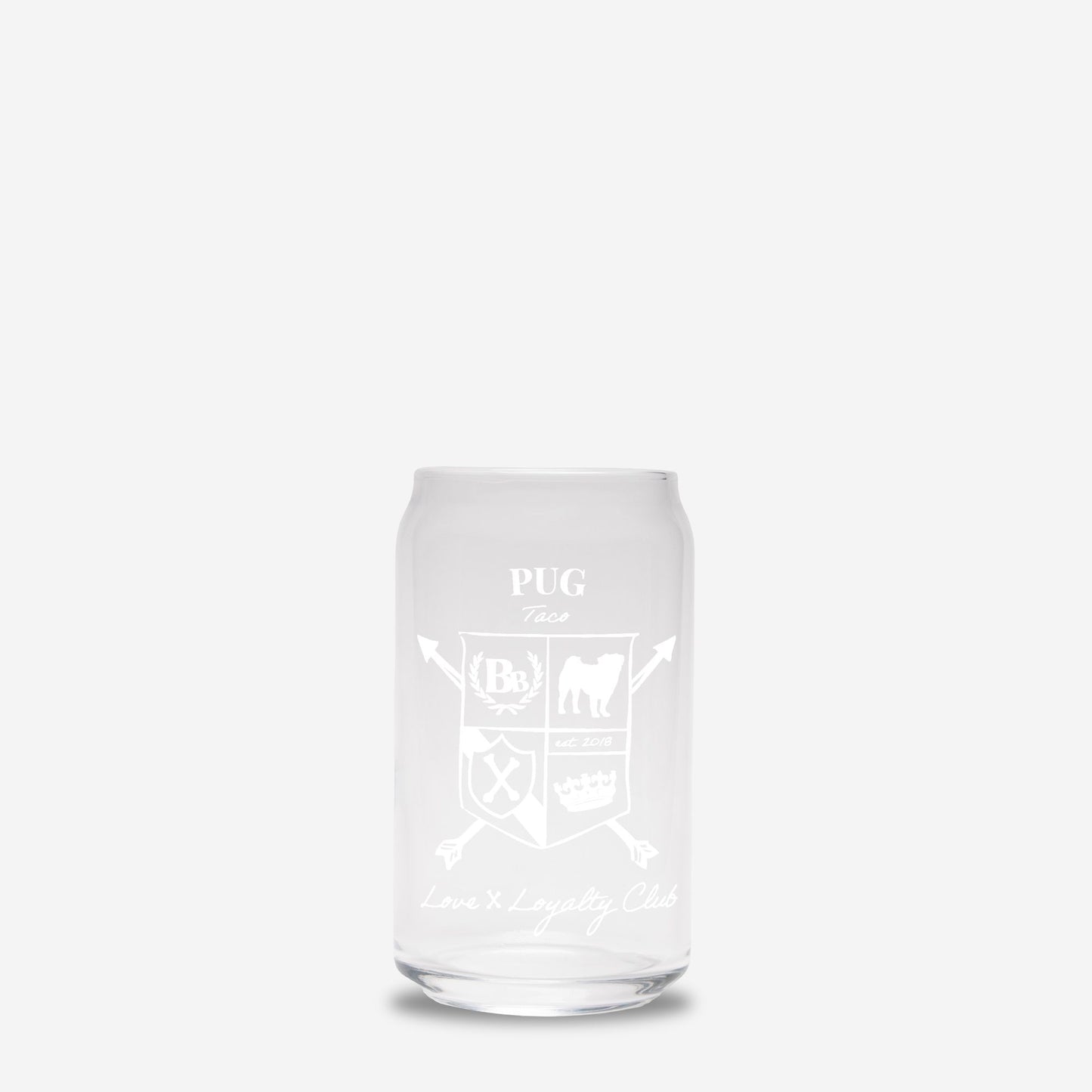 Pug Glass Can 16oz