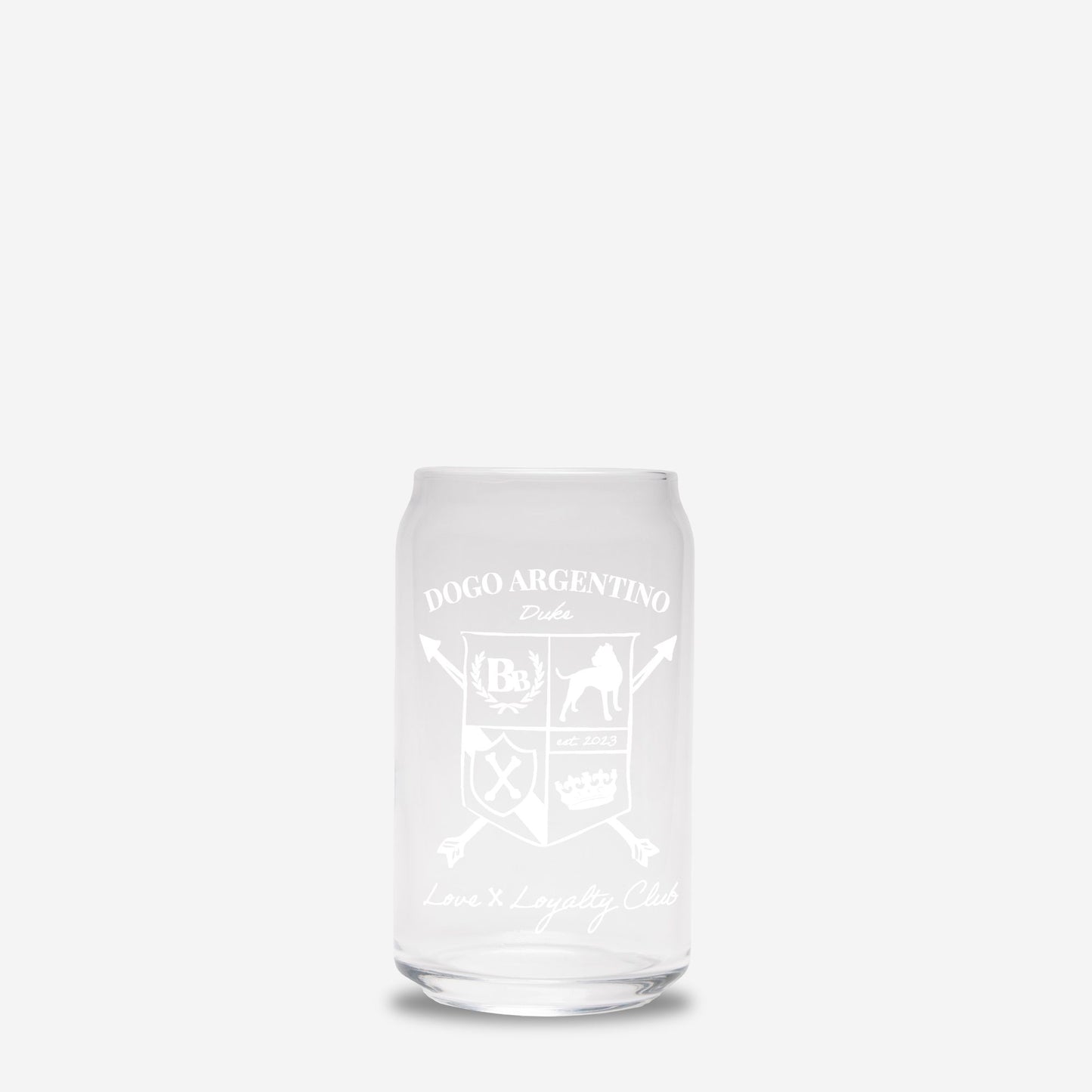 Dogo Argentino Heritage Crest Glass Can – 16oz