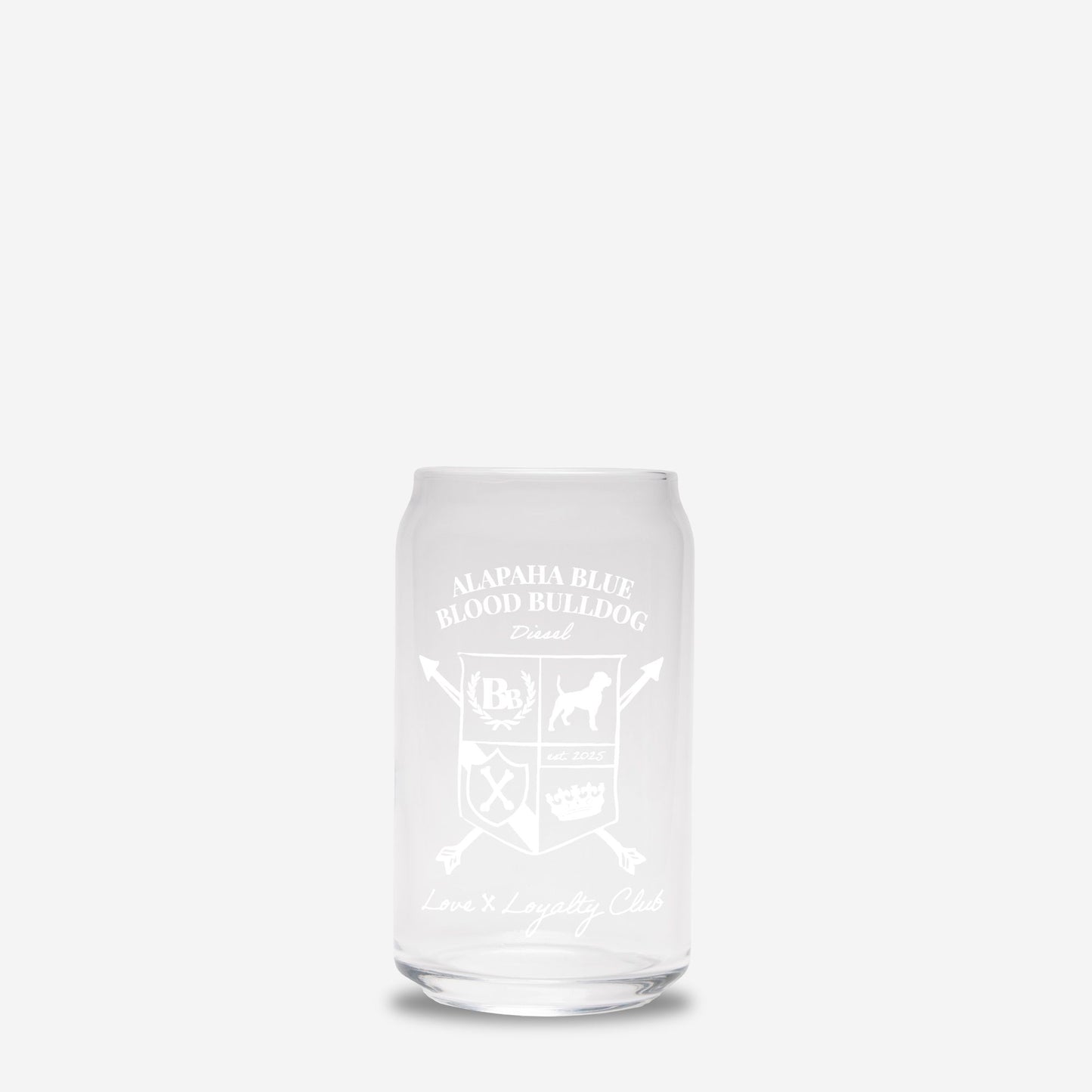 Alapaha Blue Blood Bulldog Heritage Crest Glass Can – 16oz