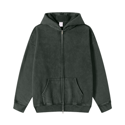 Pocket Bully Snow Washed Zip-Through Hoodie