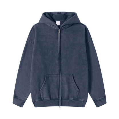Pocket Bully Snow Washed Zip-Through Hoodie